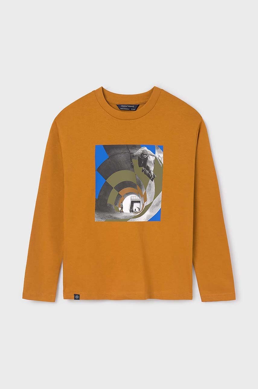 Хлопковый детский лонгслив Mayoral 2 шт цвет оранжевый с принтом 7083 Хлопковый детский лонгслив Mayoral 2 шт цвет оранжевый с принтом 7083