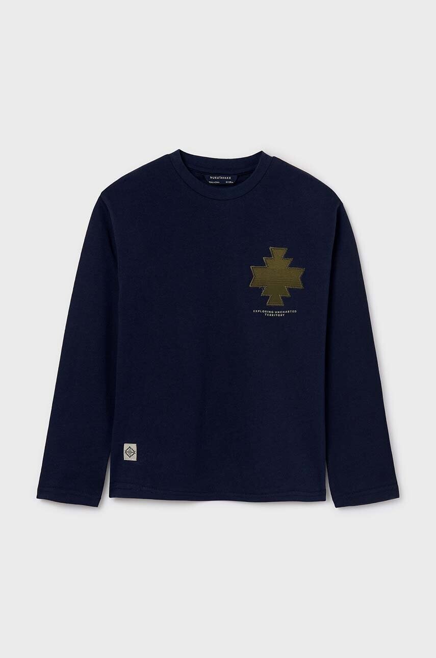 Mayoral longsleeve din bumbac pentru copii culoarea albastru marin, cu imprimeu, 7085
