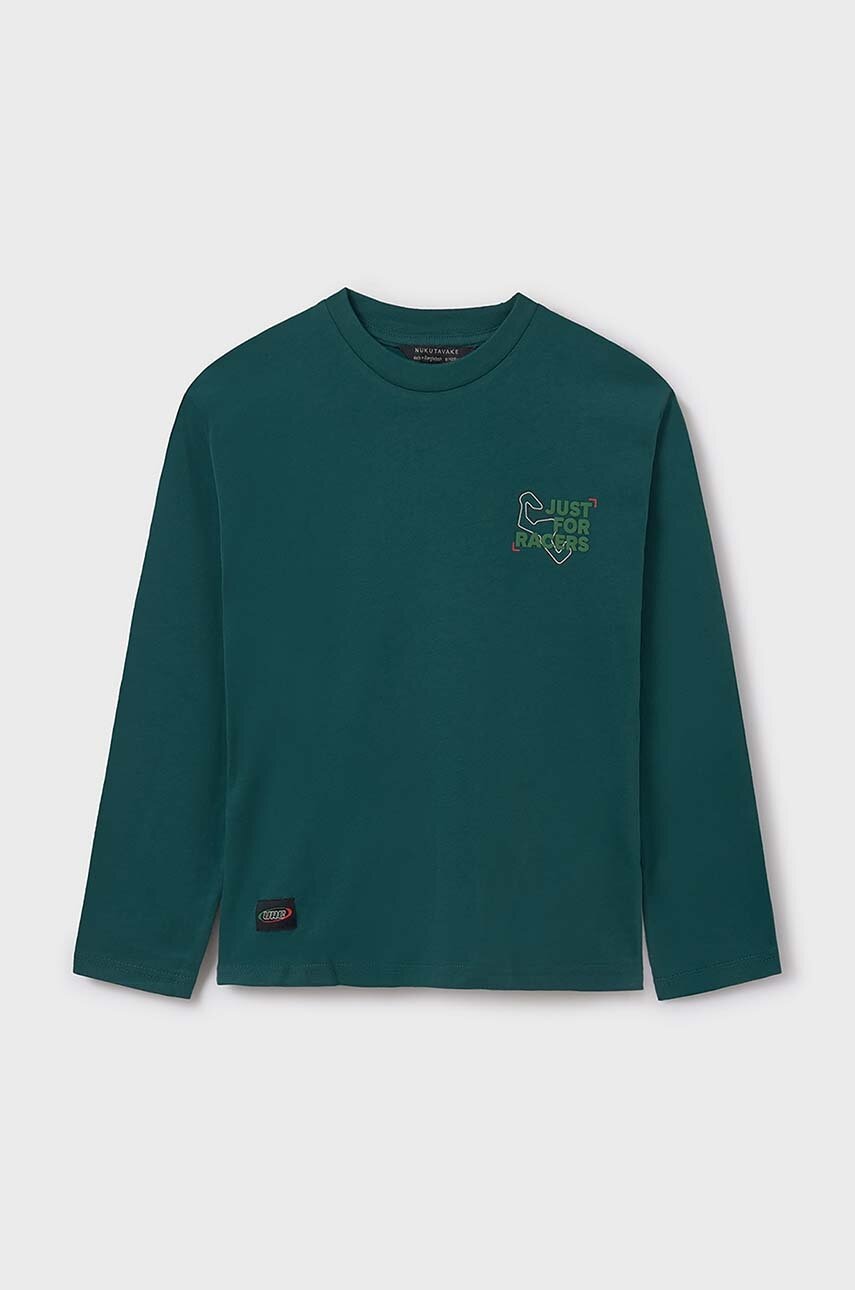 Mayoral longsleeve din bumbac pentru copii culoarea verde, cu imprimeu, 7089