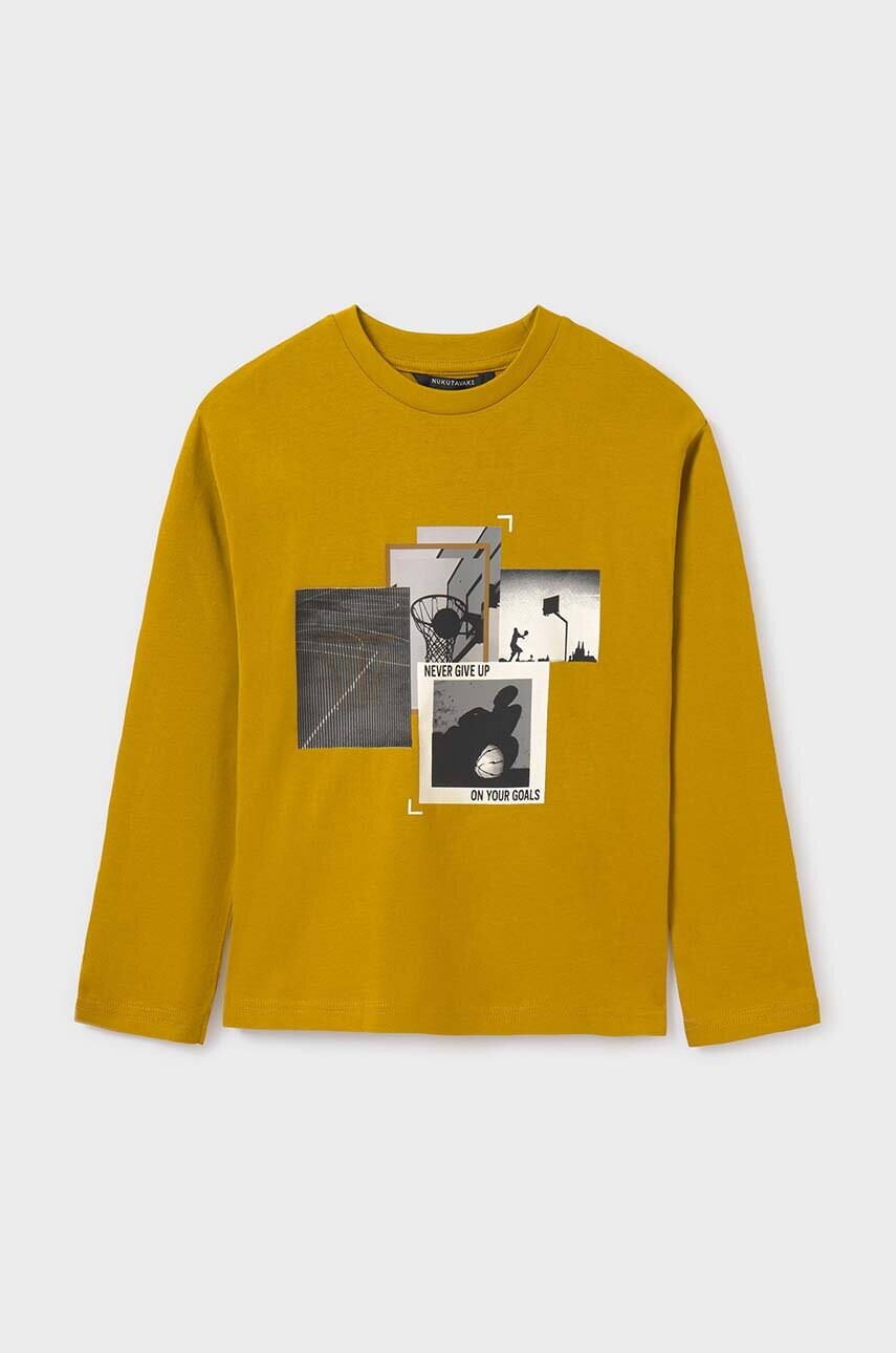 Mayoral longsleeve din bumbac pentru copii culoarea verde, cu imprimeu, 7092