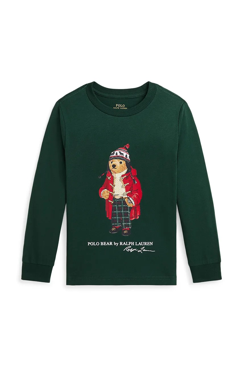 

Детски памучен суичър Polo Ralph Lauren в зелено с принт 322883620009, Зелен