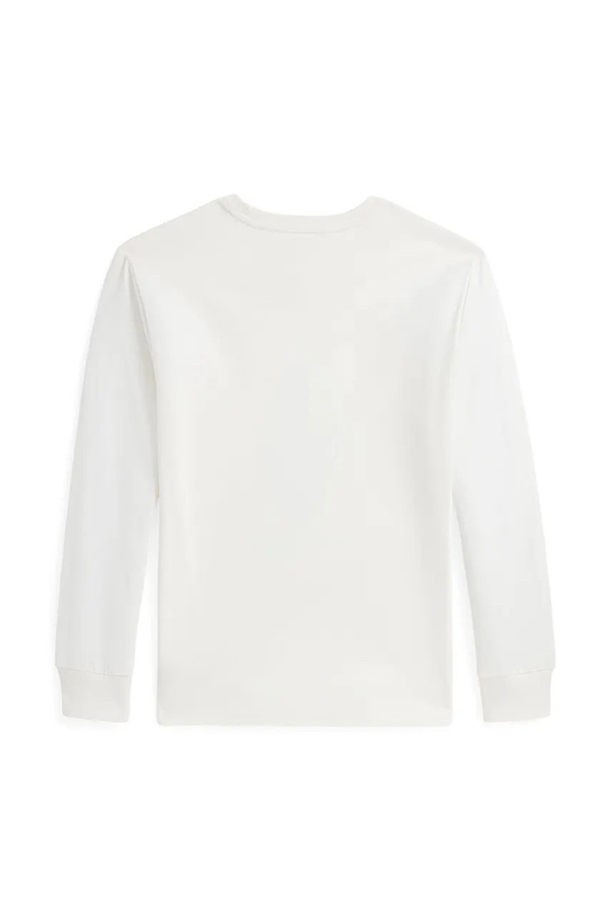 Дитячий бавовняний лонгслів Polo Ralph Lauren колір білий з принтом 323883620008