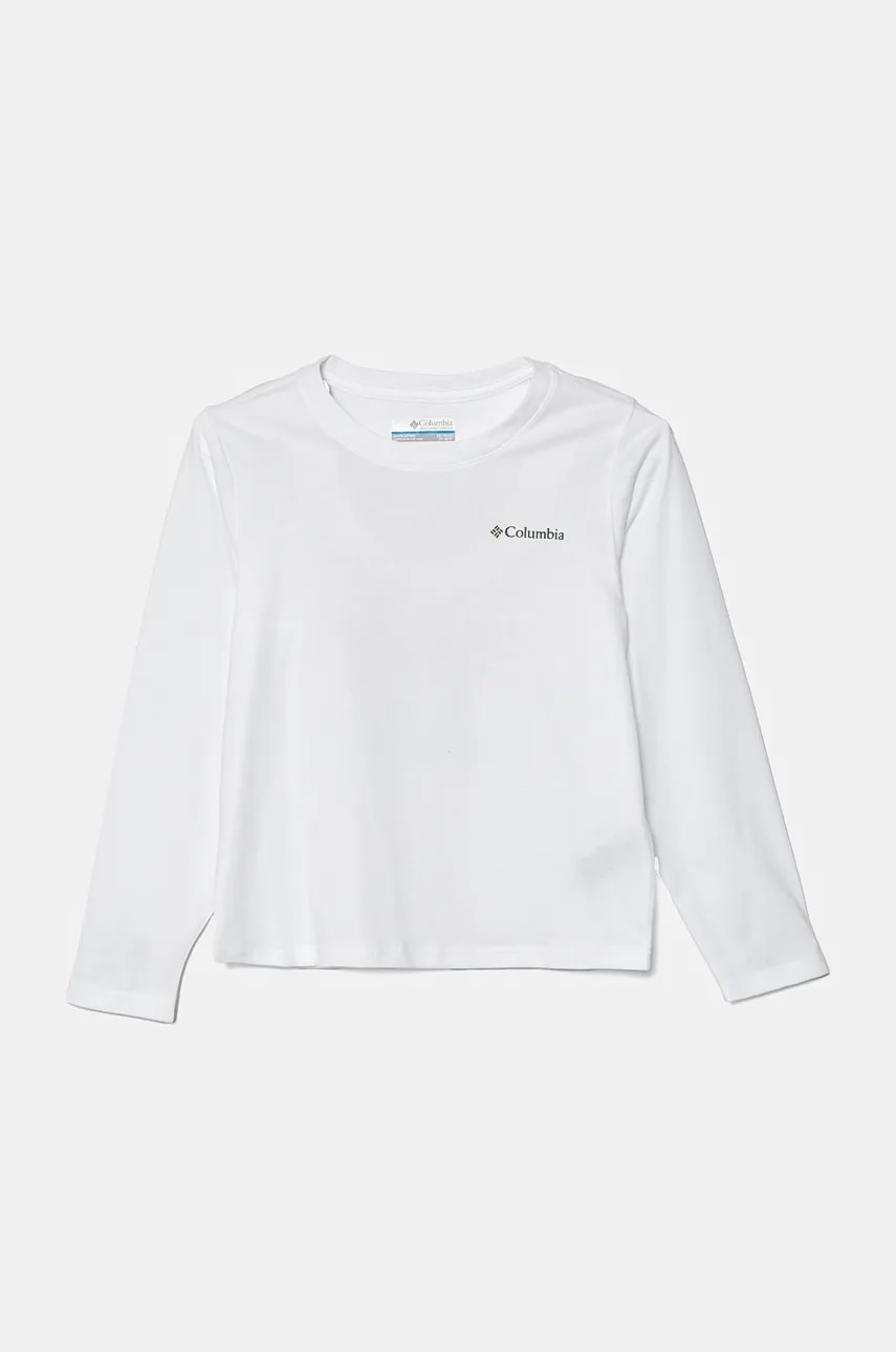 Columbia longsleeve din bumbac pentru copii Dobson Pass culoarea alb, cu imprimeu, 1954931