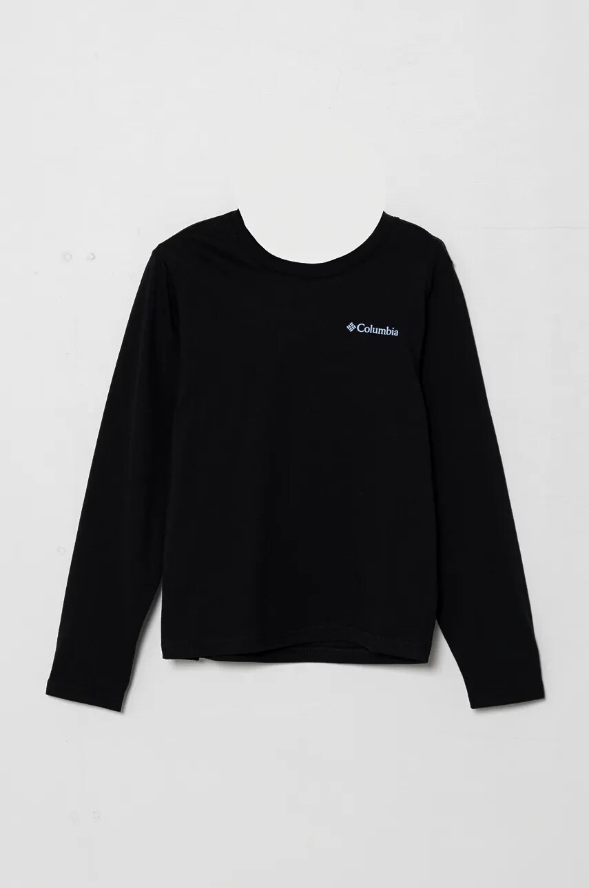 Columbia longsleeve din bumbac pentru copii Dobson Pass culoarea negru, cu imprimeu, 1954931