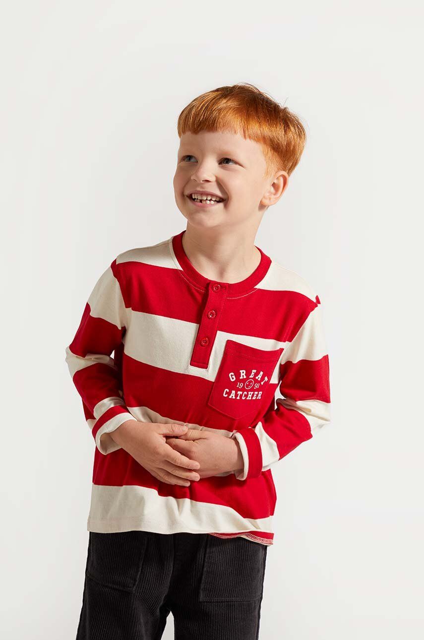 Coccodrillo longsleeve din bumbac pentru copii culoarea rosu, modelator, ACADEMY BOY KIDS