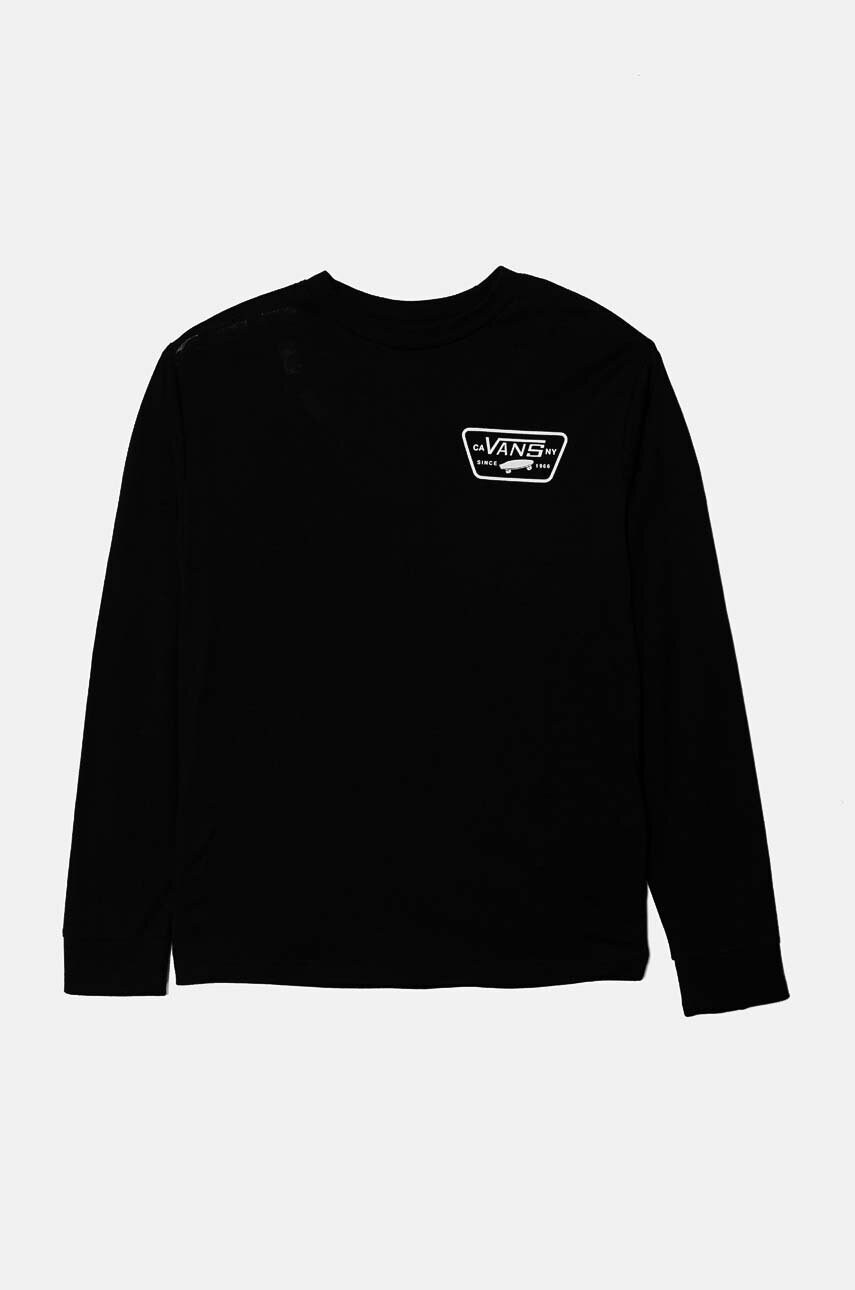Vans longsleeve din bumbac pentru copii Full Patch Back culoarea negru, cu imprimeu, VN000JCTY281