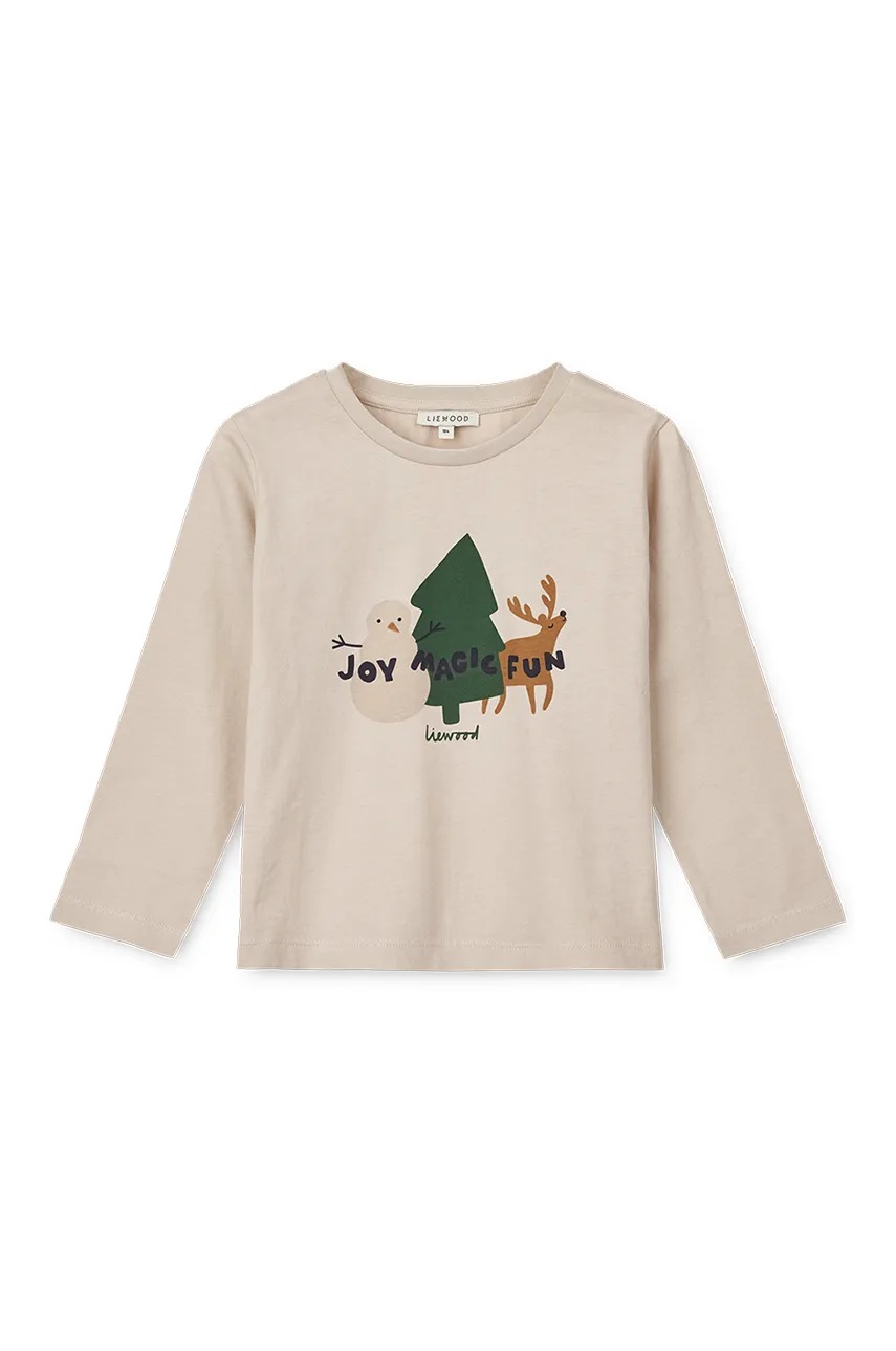 

Детска блуза с дълги ръкави Liewood Apia Placement Longsleeve T-shirt в бежово с принт LW19562, Бежов