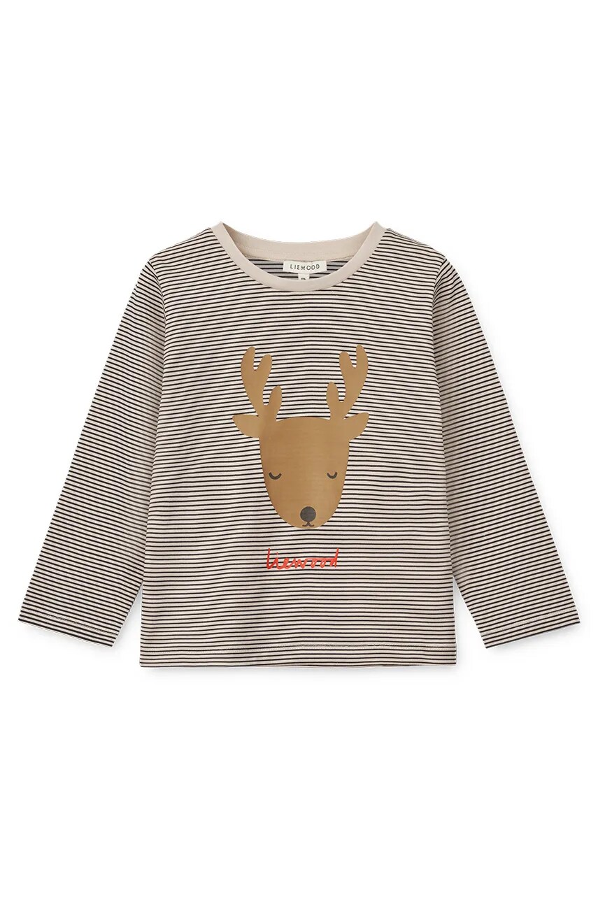 Liewood longsleeve din bumbac pentru copii Apia Placement Longsleeve T-shirt culoarea albastru marin, cu imprimeu, LW19562