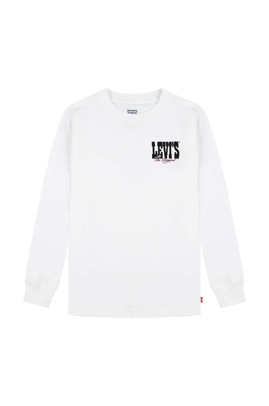 

Детска блуза с дълги ръкави Levi's GIDDY UP LS TEE в бяло с принт 8EL428, Бял