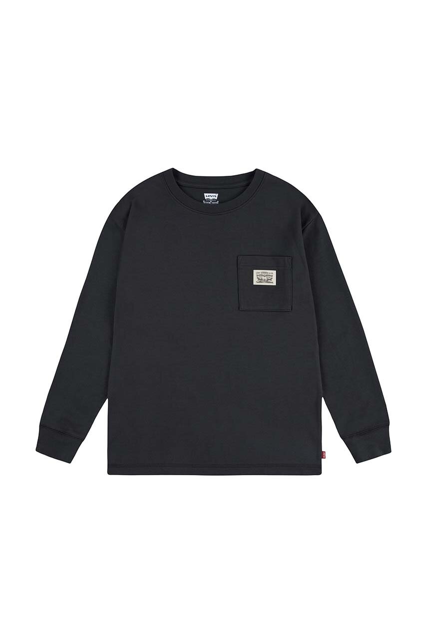 

Детски суичър Levi's LONG SLEEVE POCKET TEE в черно с изчистен дизайн 8EL555, Черен