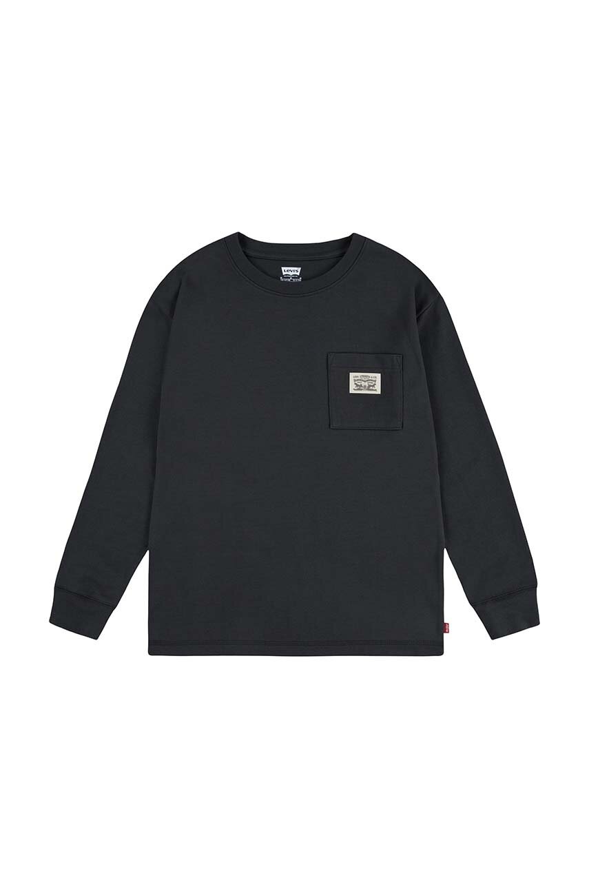 

Детски суичър Levi's LONG SLEEVE POCKET TEE в черно с изчистен дизайн 9EL555, Черен