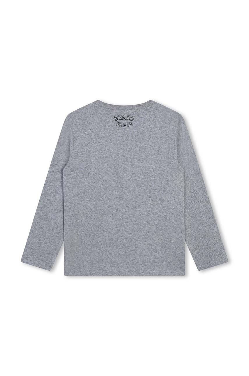 Дитячий бавовняний лонгслів Kenzo Kids колір сірий з принтом K60766