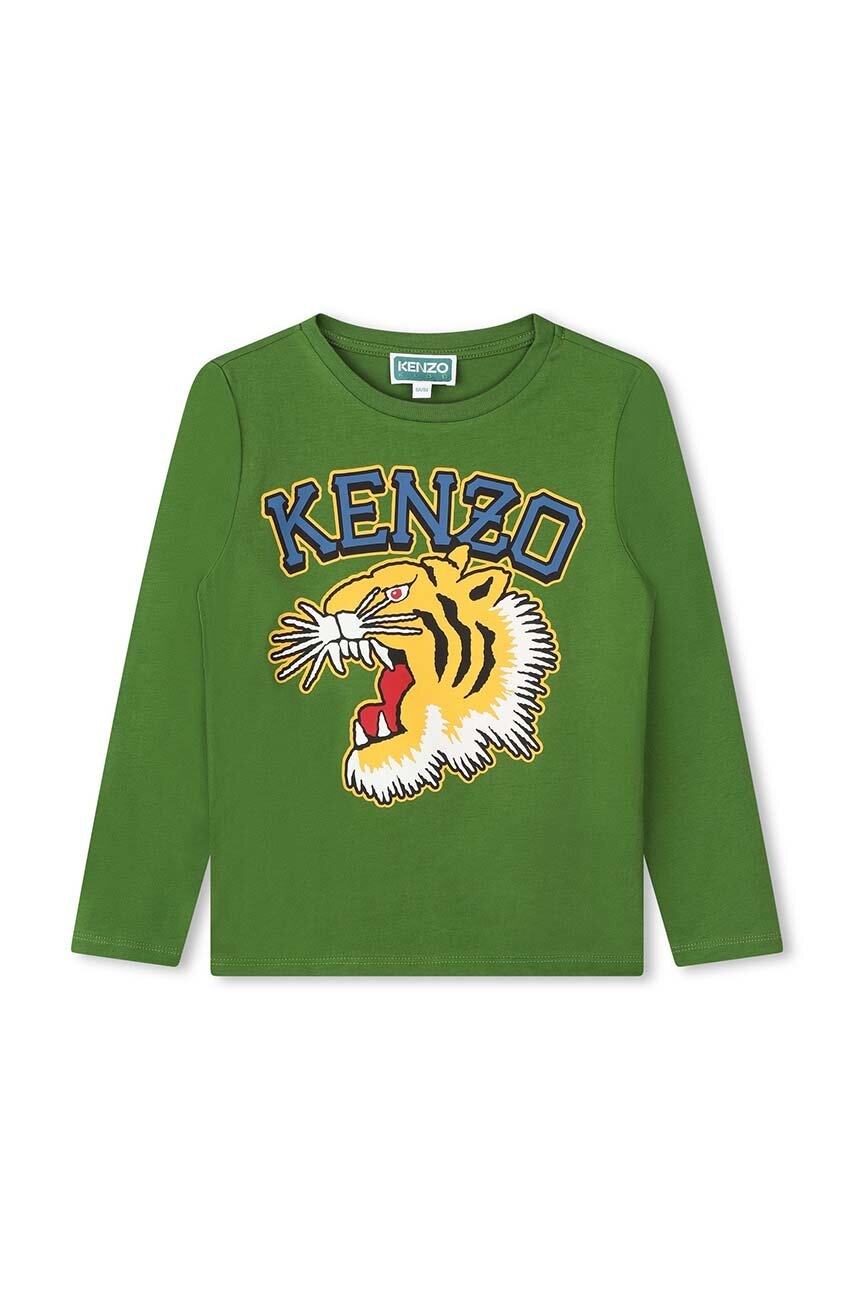 

Детска блуза с дълги ръкави Kenzo Kids в зелено с принт K60766, Зелен