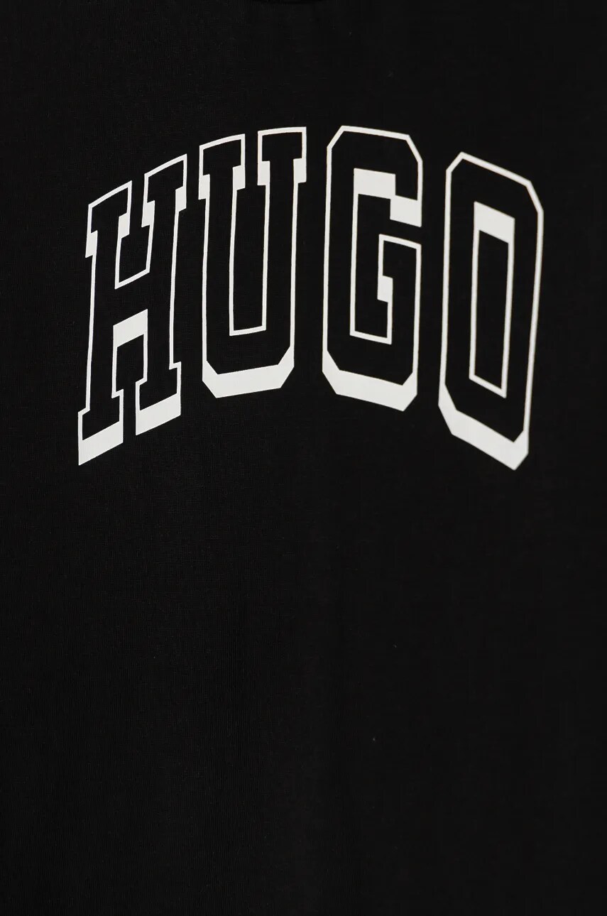 HUGO gyerek pamut hosszú ujjú felső fekete, nyomott mintás, G00148 termék 2. képe