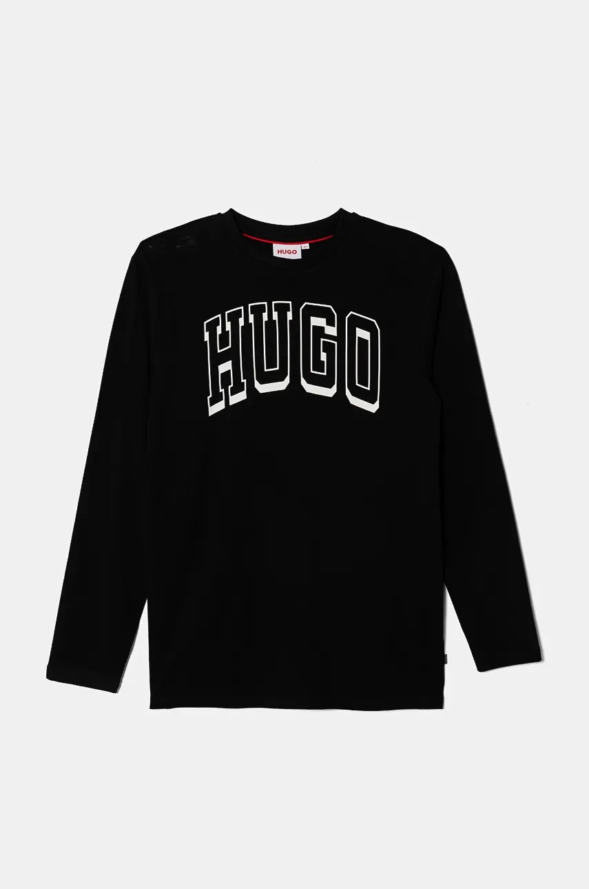 

Детска блуза с дълги ръкави HUGO в черно с принт G00148, Черен