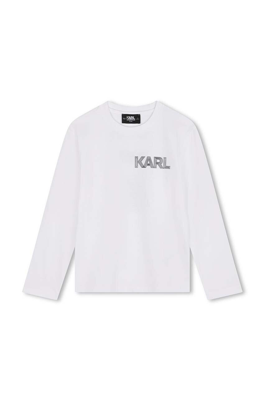Levně Dětské bavlněné tričko s dlouhým rukávem Karl Lagerfeld bílá barva, s potiskem, Z30243