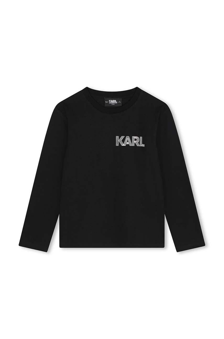 Karl Lagerfeld longsleeve din bumbac pentru copii culoarea negru, cu imprimeu, Z30243