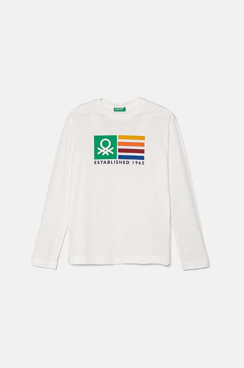 

Детска блуза с дълги ръкави United Colors of Benetton в бяло с принт 3I1XC10JN, Бял