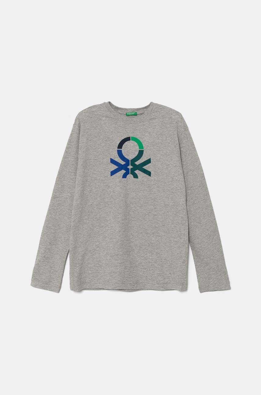 

Детска блуза с дълги ръкави United Colors of Benetton в сиво с принт 3I1XC10JN, Сив