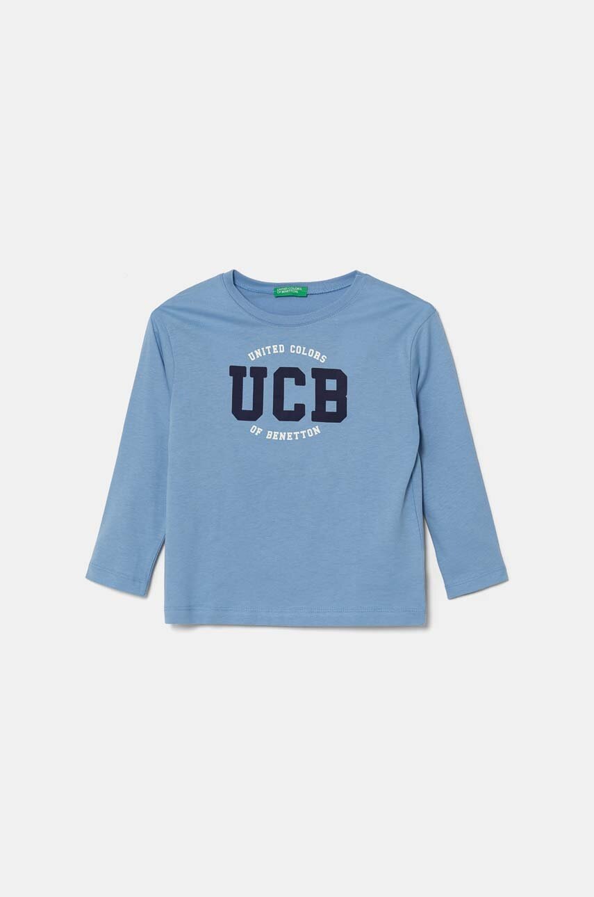 

Детска блуза с дълги ръкави United Colors of Benetton в синьо с принт 3I1XG10F2, Син