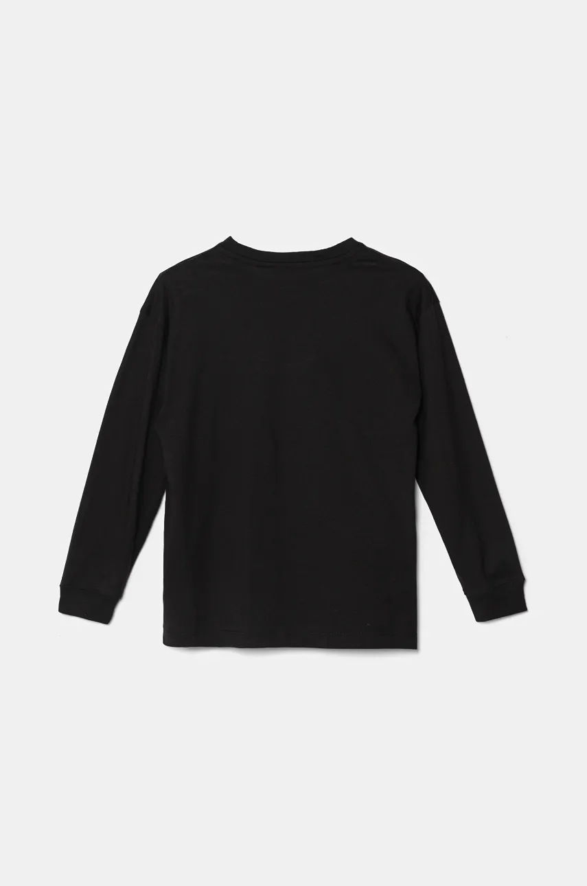 Хлопковый детский лонгслив Calvin Klein Jeans цвет чёрный с принтом IB0IB02400