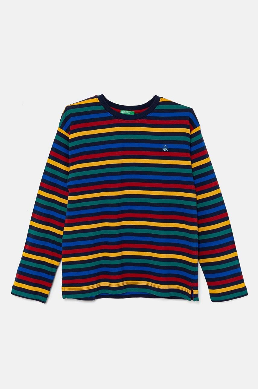 United Colors of Benetton longsleeve din bumbac pentru copii culoarea albastru marin, modelator, 3GZ3C10JW United Colors of Benetton longsleeve din bumbac pentru copii culoarea albastru marin, modelator, 3GZ3C10JW