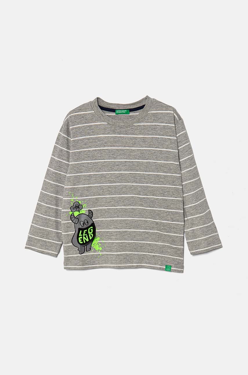 

Памучна блуза с дълги ръкави United Colors of Benetton в сиво с десен 3KUYG10FD, Сив