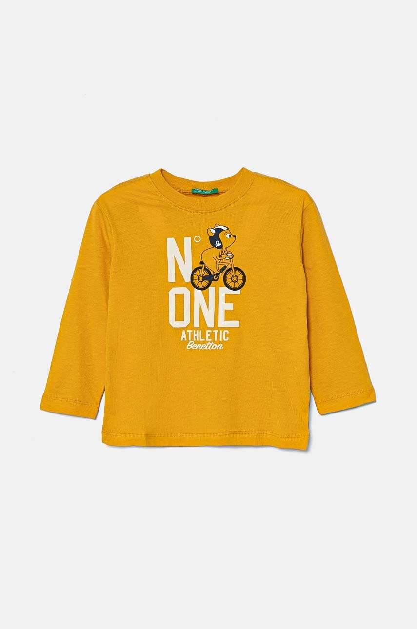 

Детска блуза с дълги ръкави United Colors of Benetton в жълто с принт 3I1XG10FL, Жълт