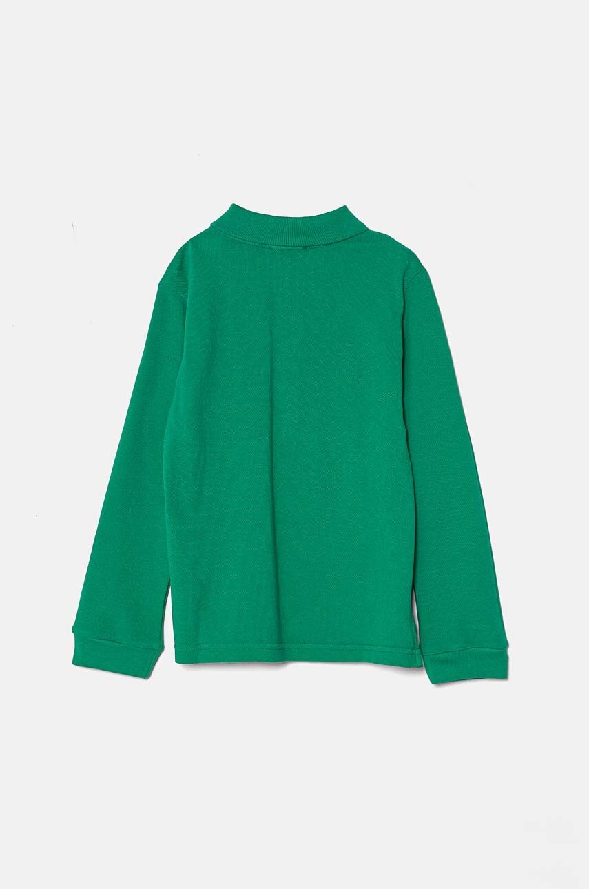 Дитячий бавовняний лонгслів United Colors of Benetton колір зелений однотонний 3089G3009