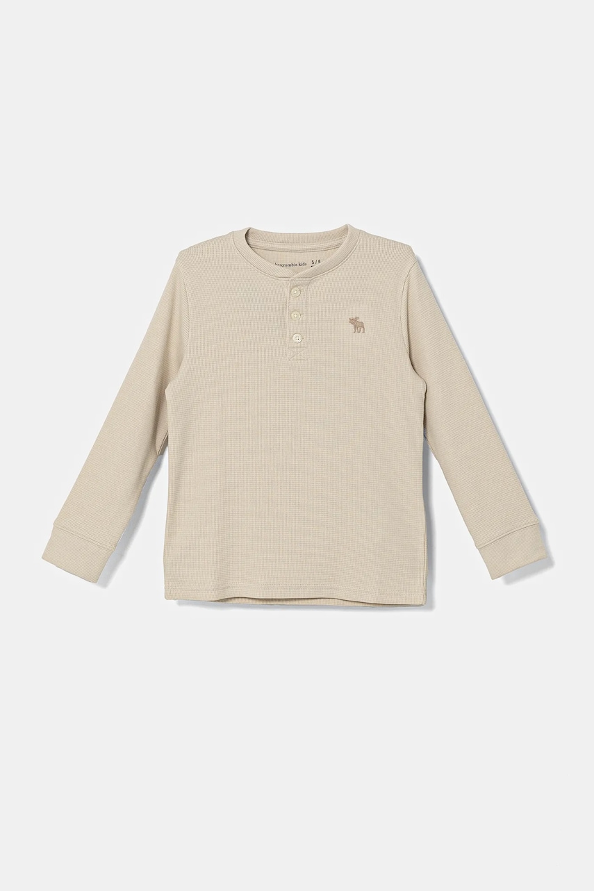 Abercrombie & Fitch longsleeve copii culoarea bej, neted, KI224-4084 Abercrombie & Fitch longsleeve copii culoarea bej, neted, KI224-4084