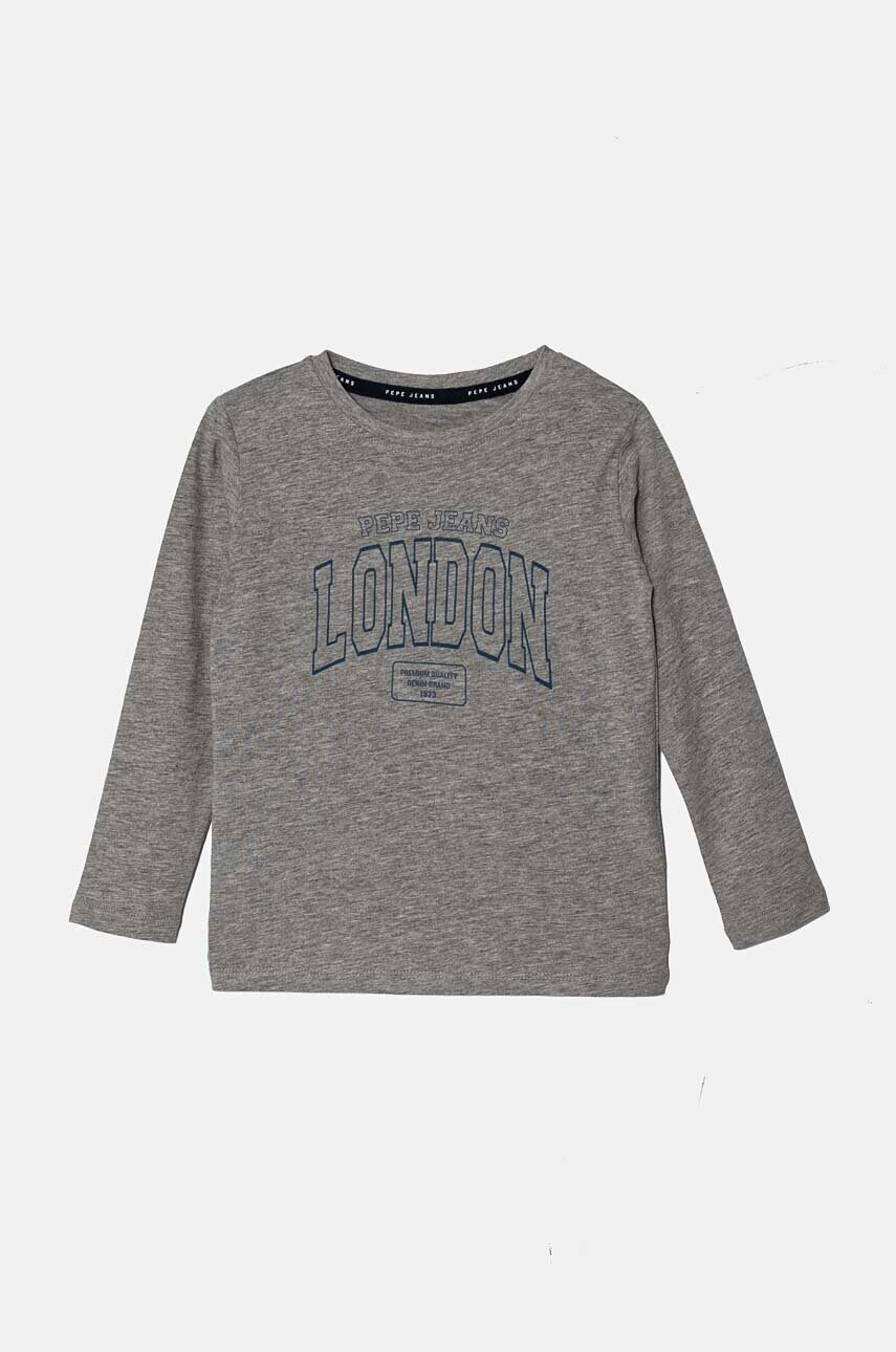 Pepe Jeans longsleeve copii BALEY LS culoarea gri, cu imprimeu, PB503911