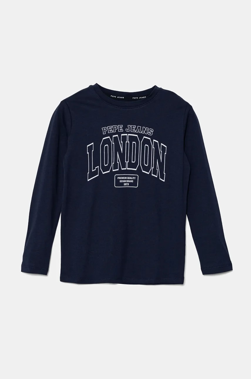 Pepe Jeans longsleeve copii BALEY LS culoarea albastru marin, cu imprimeu, PB503911