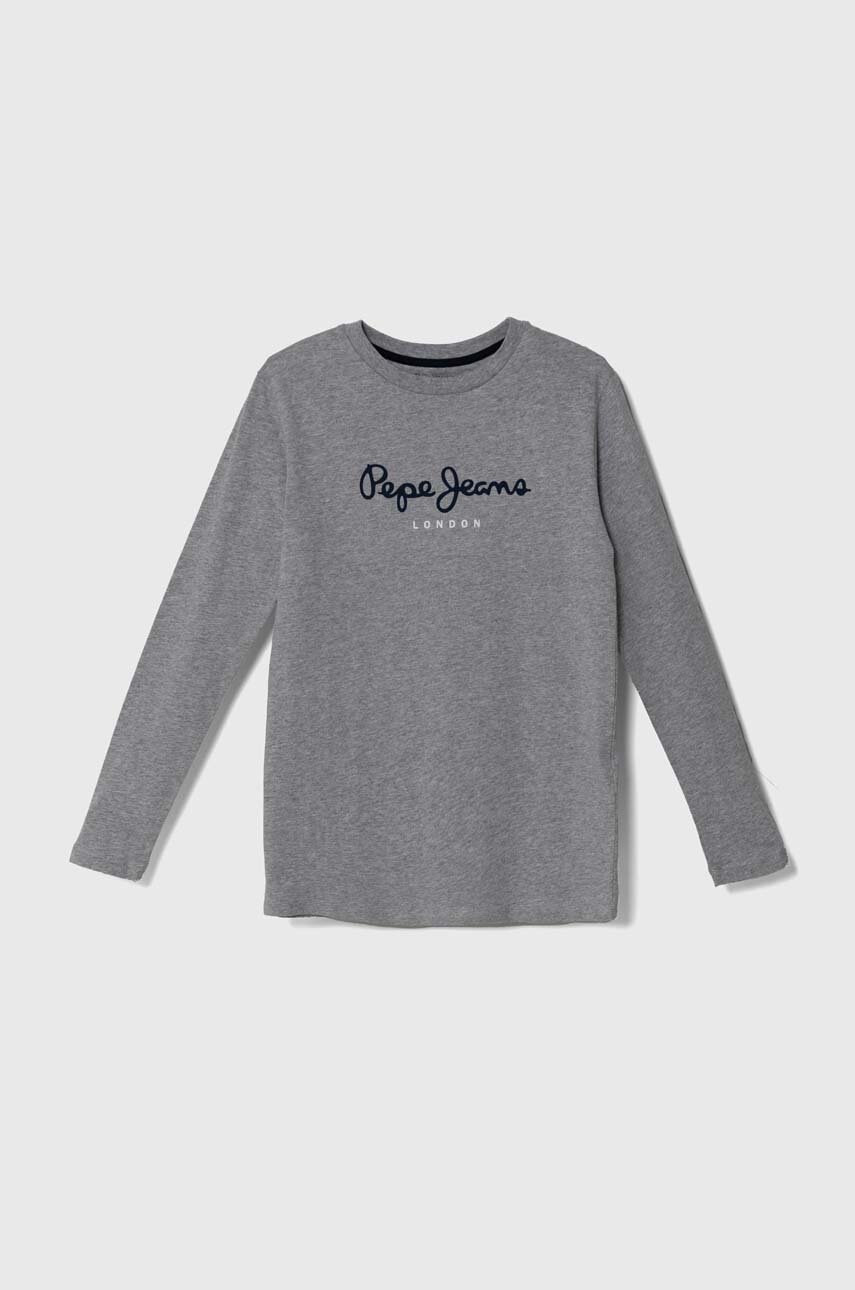 

Детска блуза с дълги ръкави Pepe Jeans NEW HERMAN в сиво с принт PB503919, Сив