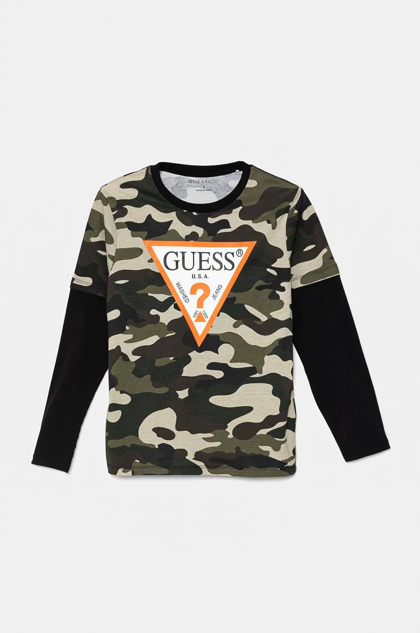 

Детска блуза с дълги ръкави Guess в зелено с принт L4BI05 I3Z13, Зелен