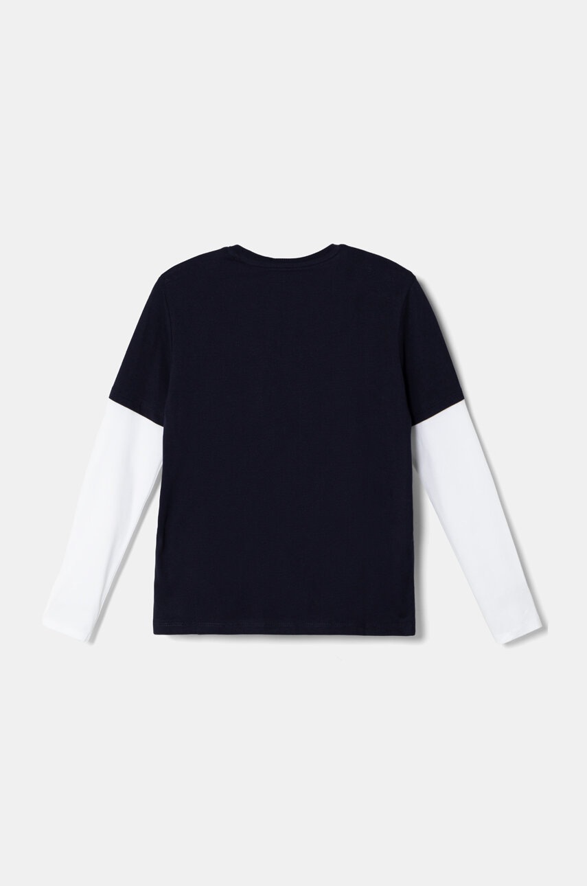 Хлопковый детский лонгслив Guess цвет синий с аппликацией L4BI13 I3Z14