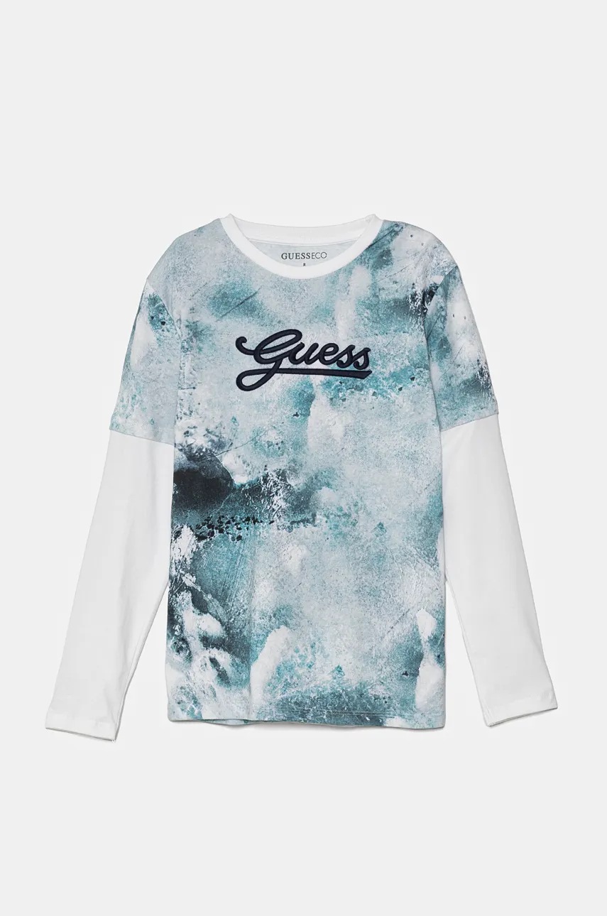 

Блуза с дълги ръкави Guess в синьо с десен L4BI19 I3Z13, Син