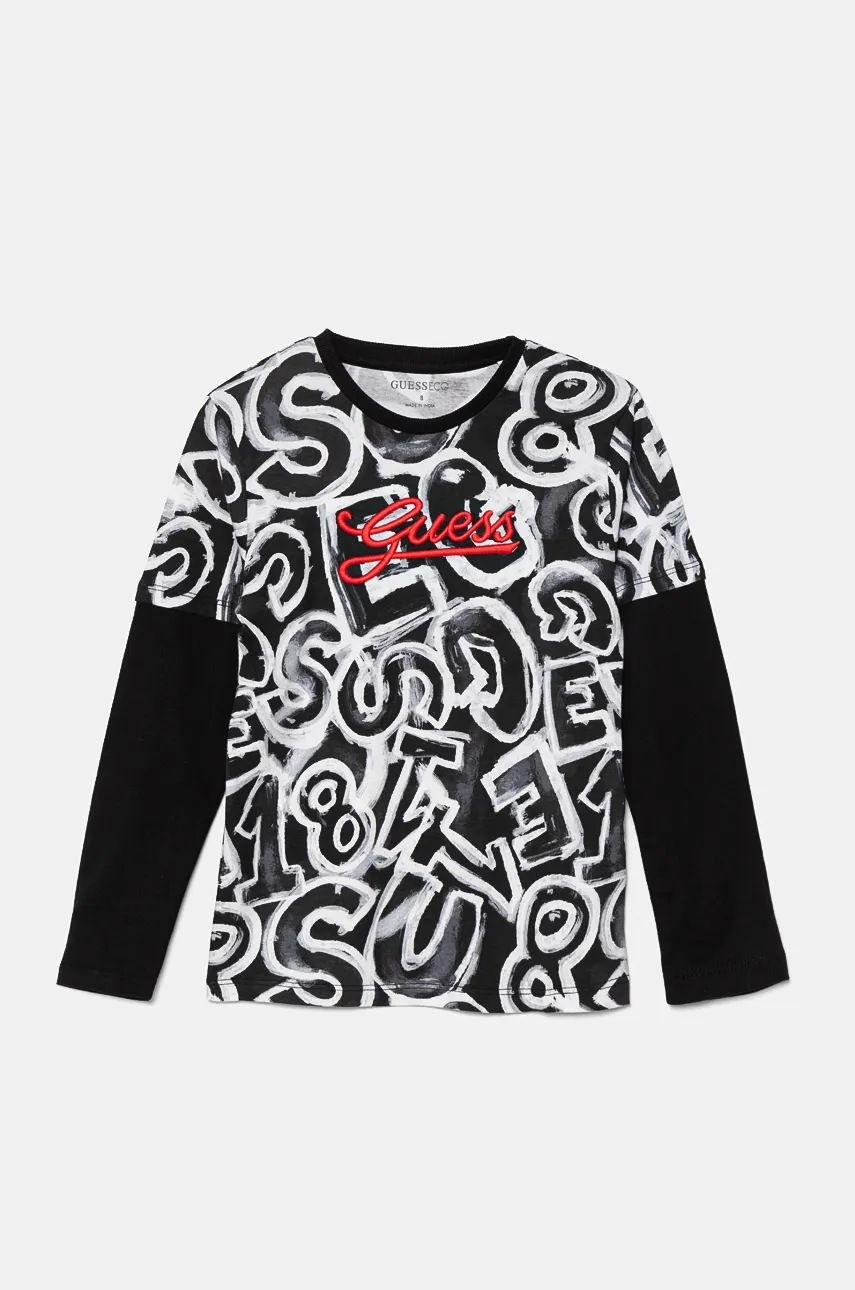 

Блуза с дълги ръкави Guess в сиво с десен L4BI19 I3Z13, Сив