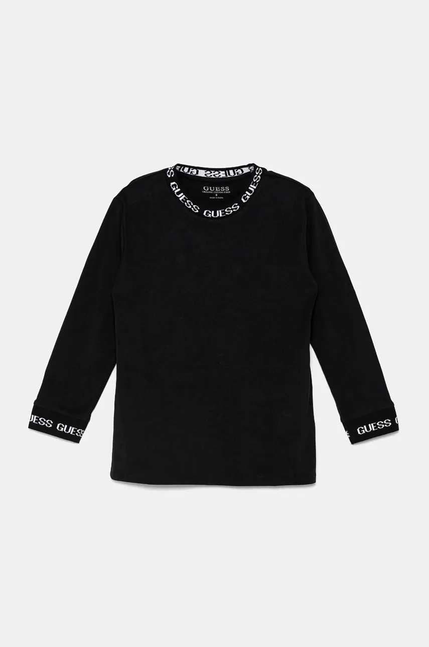 

Детска блуза с дълги ръкави Guess в черно с изчистен дизайн L4BI21 KA260, Черен