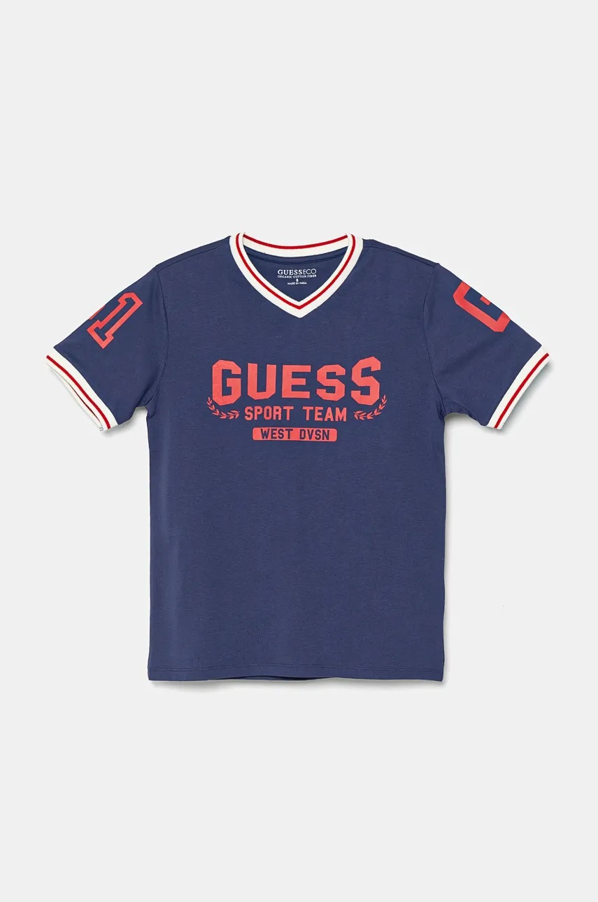 

Детска памучна тениска Guess в тъмносиньо с принт L4BI22 I3Z14, Тъмносин