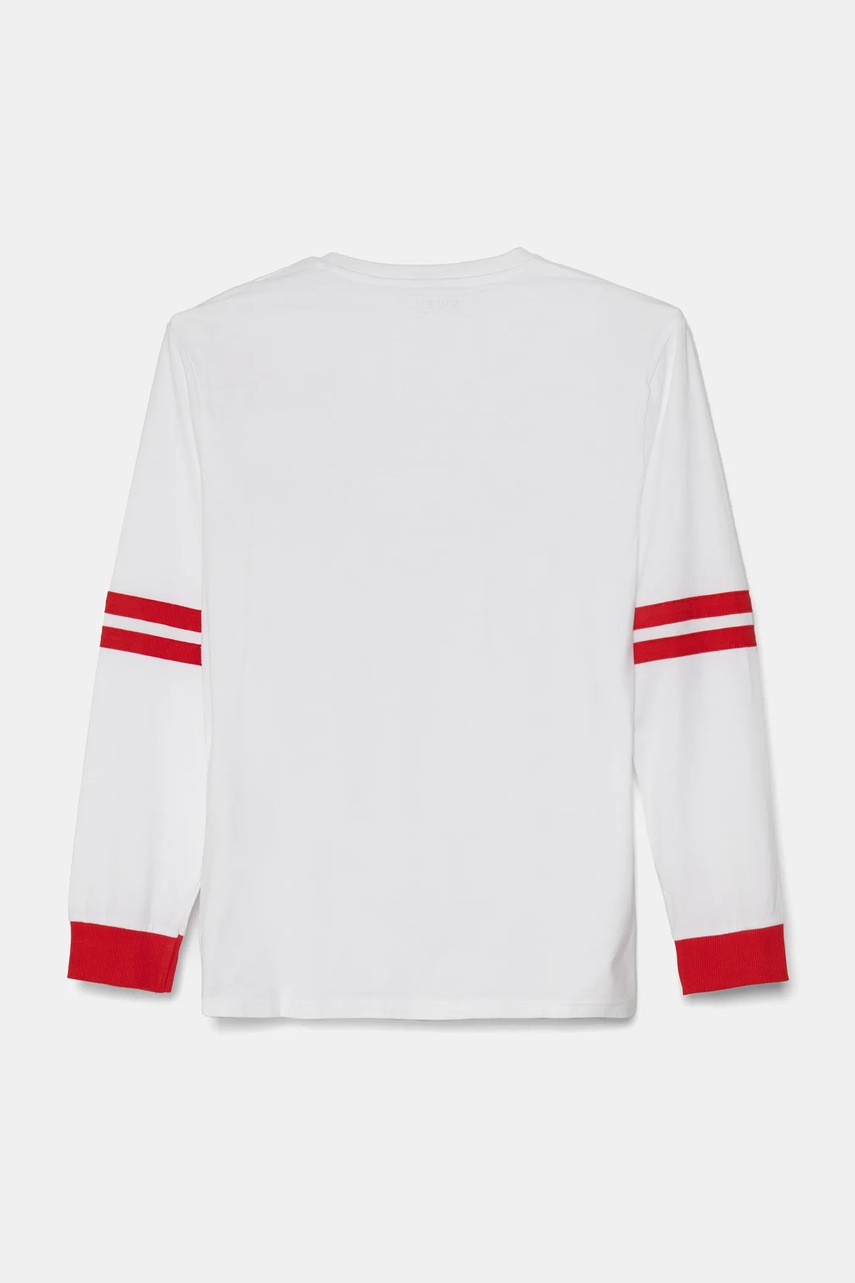 Дитячий бавовняний лонгслів Guess колір білий з аплікацією L4BI24 I3Z14