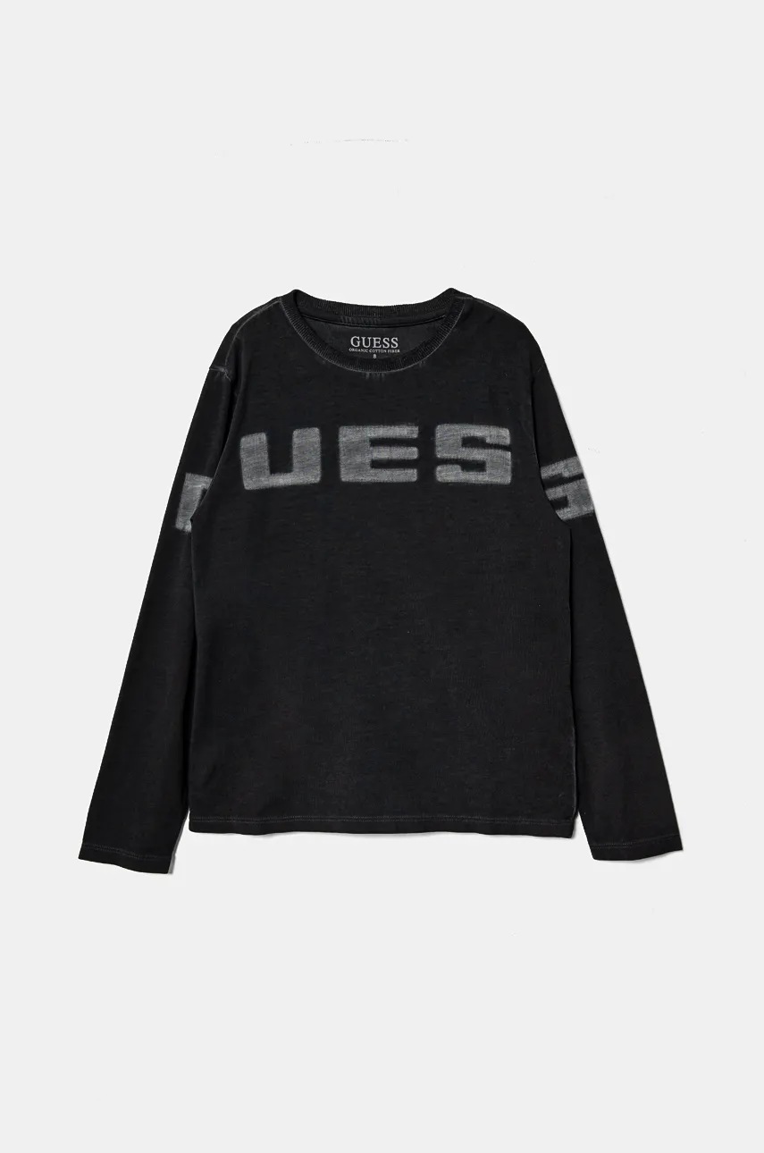 

Детска блуза с дълги ръкави Guess в черно с принт L4BI26 I3Z14, Черен
