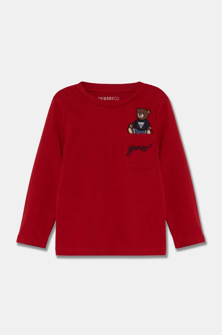 

Детска блуза с дълги ръкави Guess в червено с апликация N4BI06 I3Z13, Червен