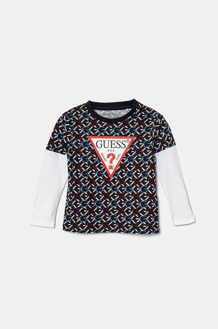 

Детска блуза с дълги ръкави Guess в черно с десен N4BI07 I3Z13, Черен