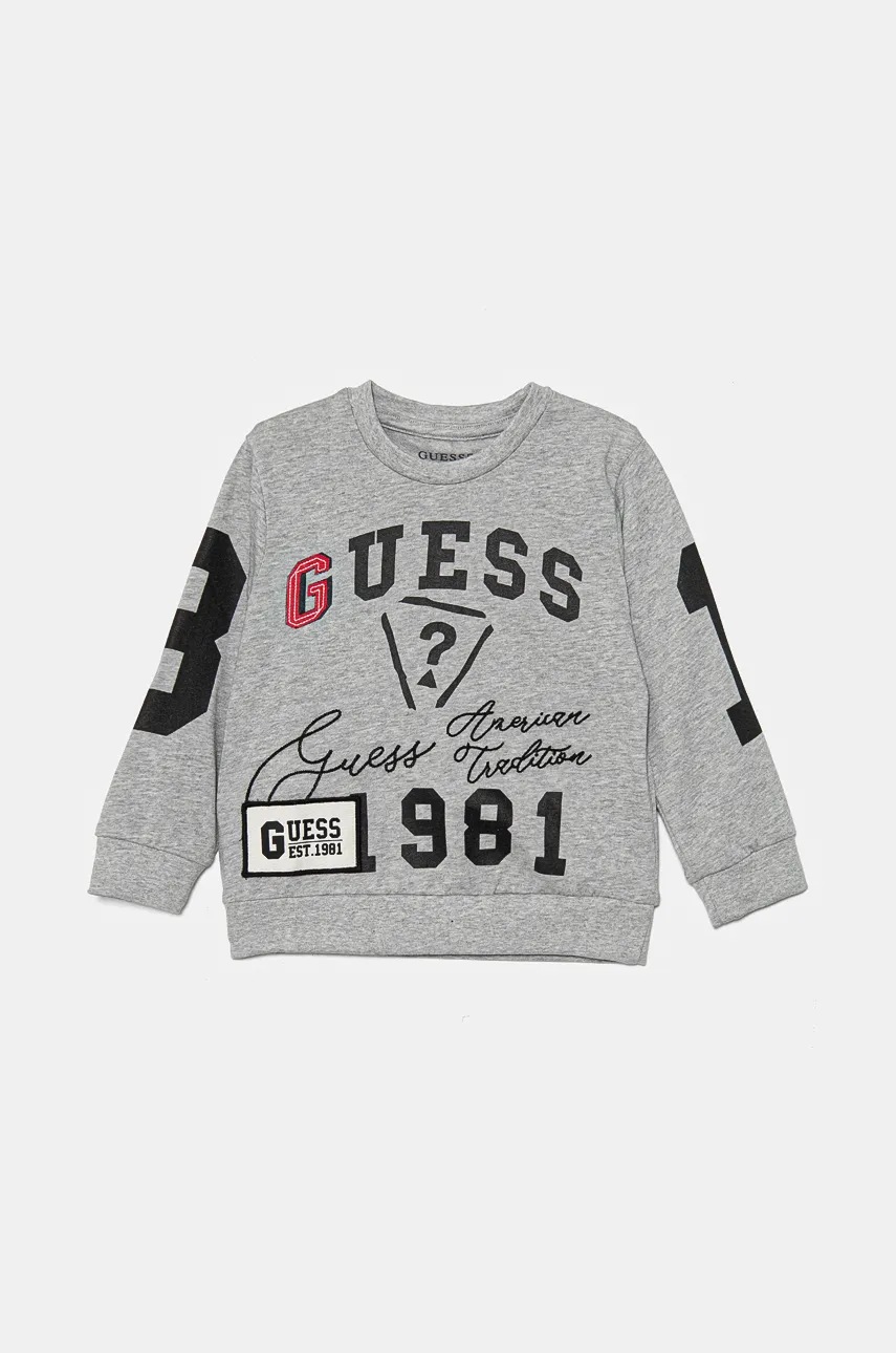 

Детска блуза с дълги ръкави Guess в сиво с принт N4BI13 K8VA3, Сив