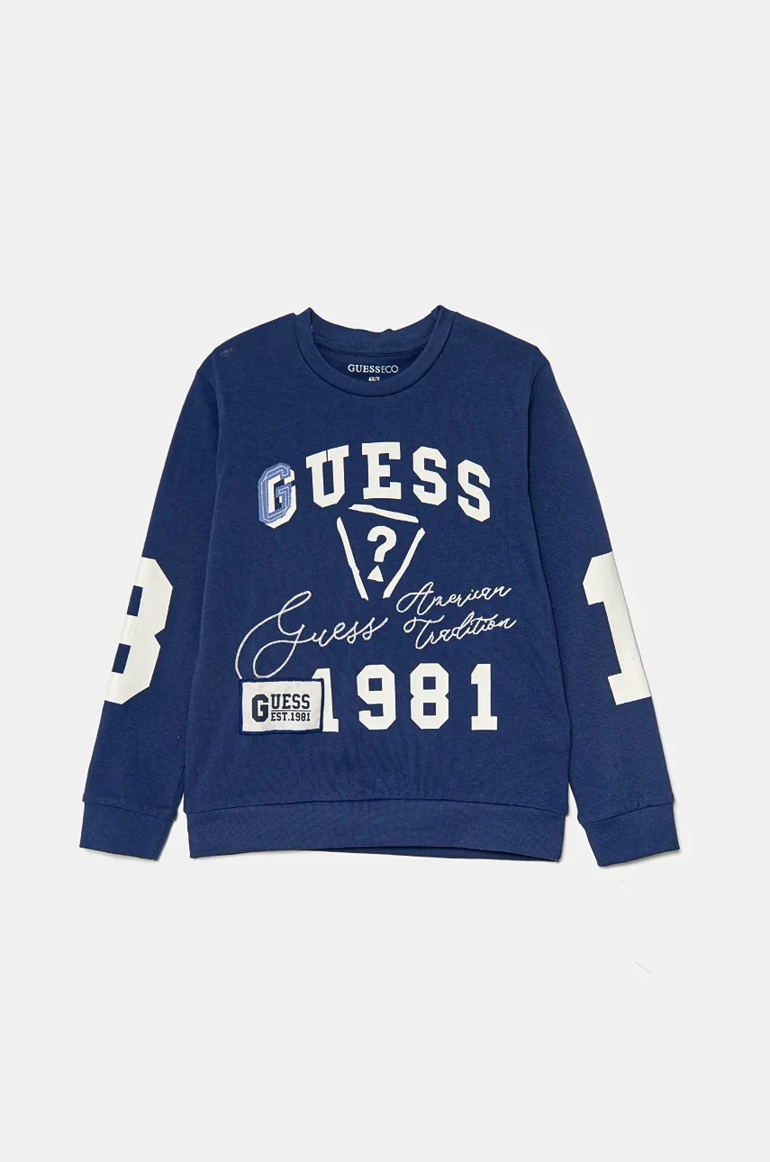 

Детска блуза с дълги ръкави Guess в тъмносиньо с принт N4BI13 K8VA3, Тъмносин