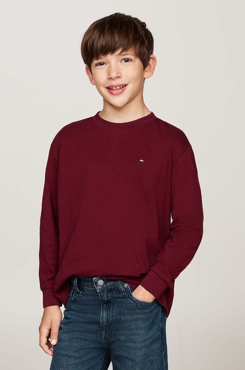 

Детска блуза с дълги ръкави Tommy Hilfiger в бордо с изчистен дизайн KB0KB08576