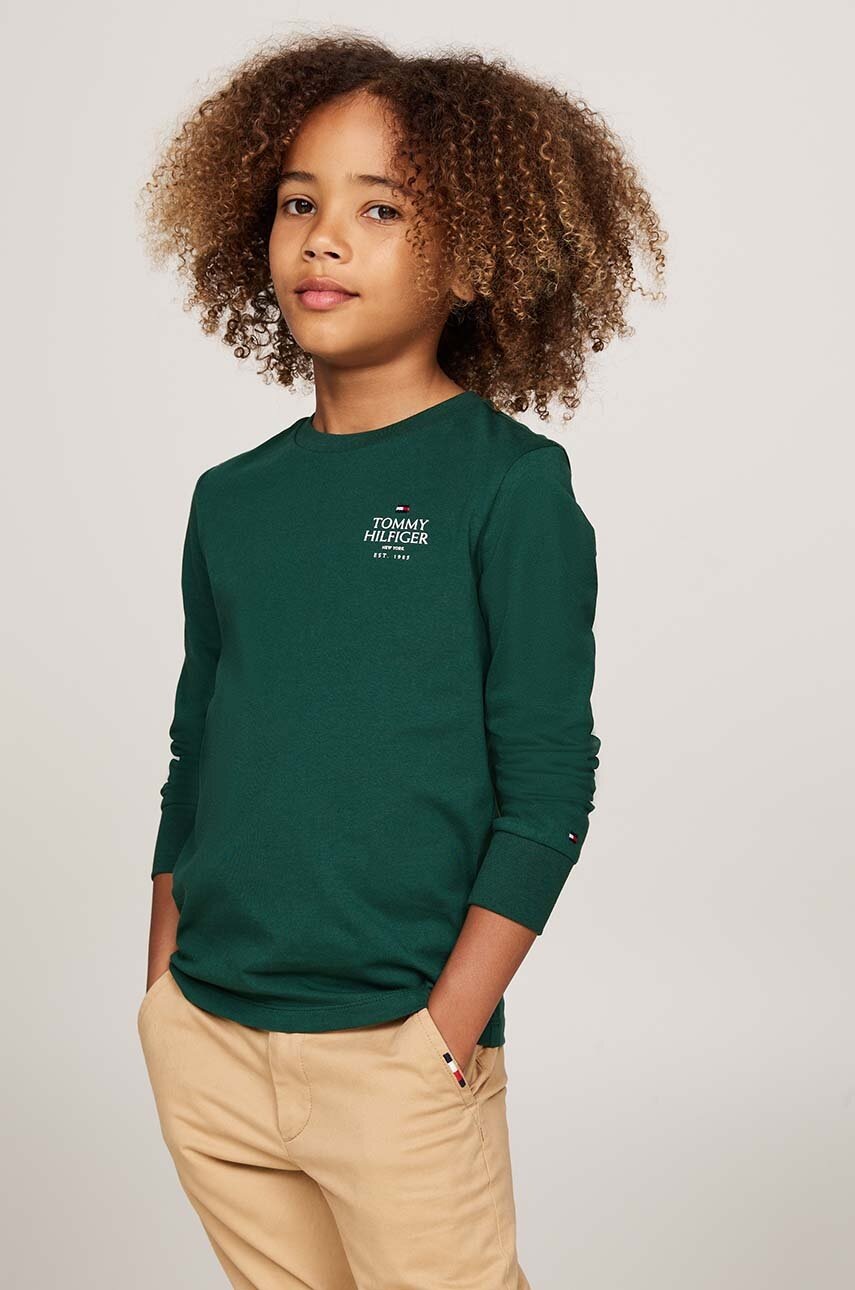 

Детска блуза с дълги ръкави Tommy Hilfiger в зелено с принт KB0KB09276, Зелен