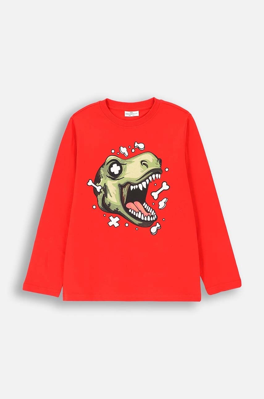 Coccodrillo longsleeve din bumbac pentru copii culoarea rosu, cu imprimeu, EVERYDAY BOY Coccodrillo longsleeve din bumbac pentru copii culoarea rosu, cu imprimeu, EVERYDAY BOY