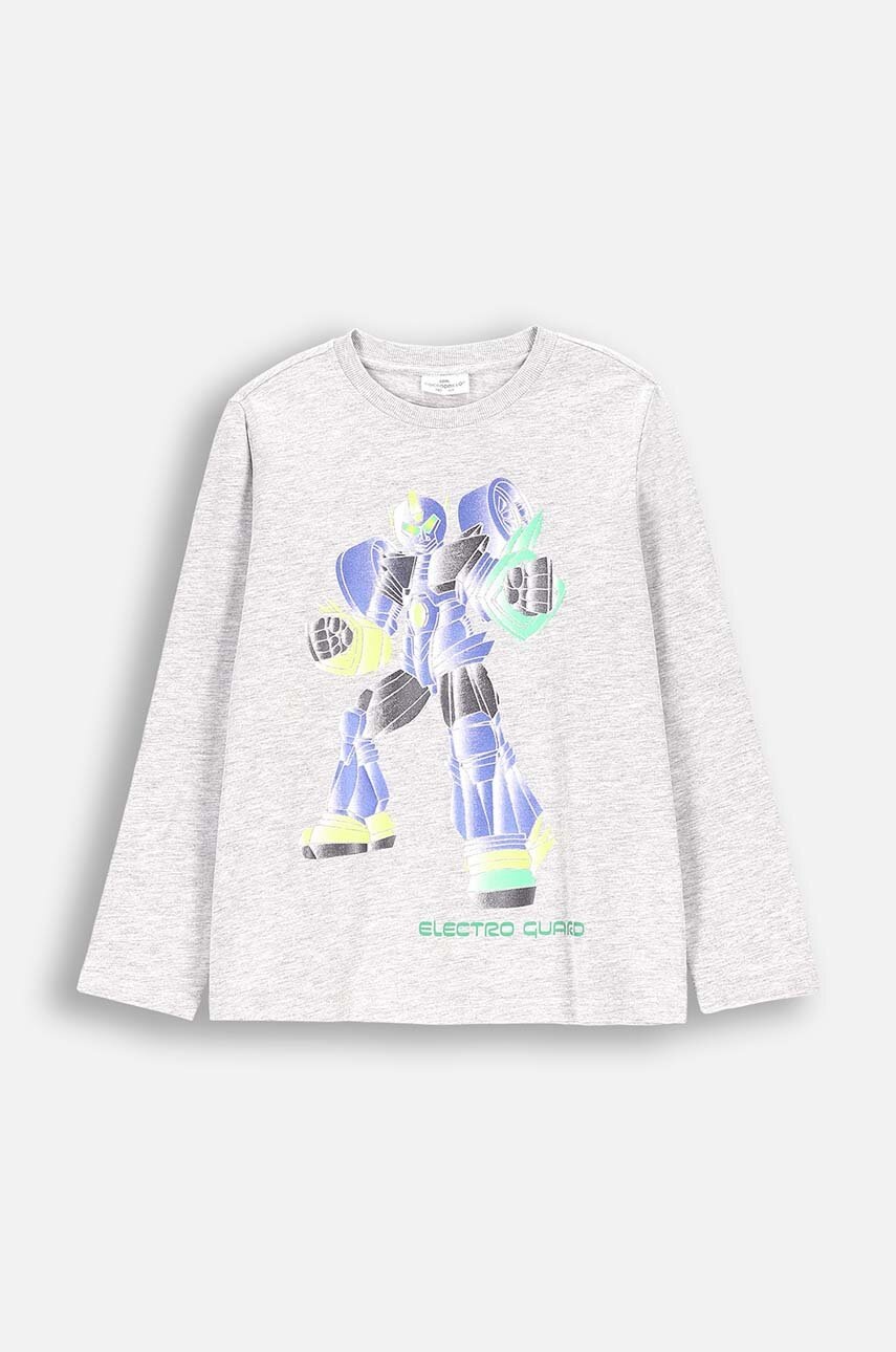 Coccodrillo longsleeve copii culoarea gri, cu imprimeu, EVERYDAY BOY