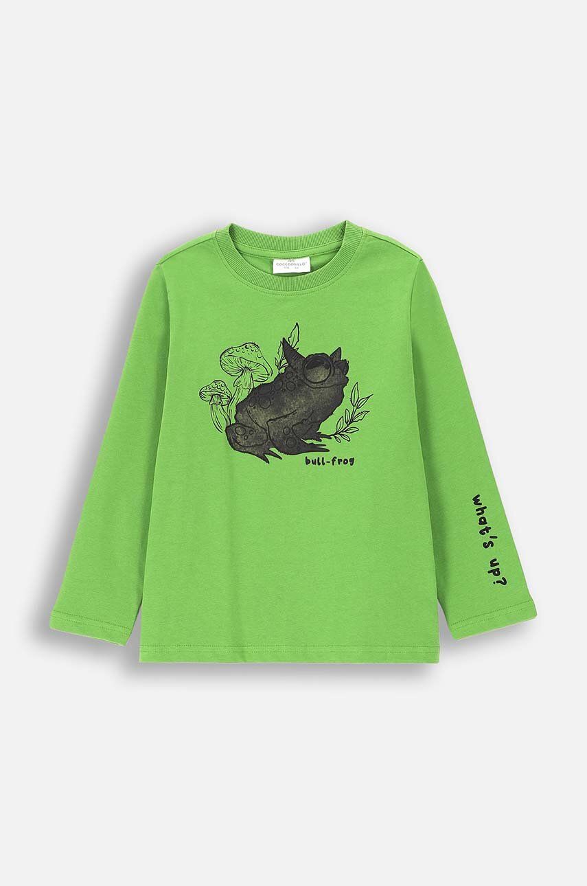 Coccodrillo longsleeve din bumbac pentru copii culoarea verde, cu imprimeu, GRUNGE SWAMP BOY KIDS